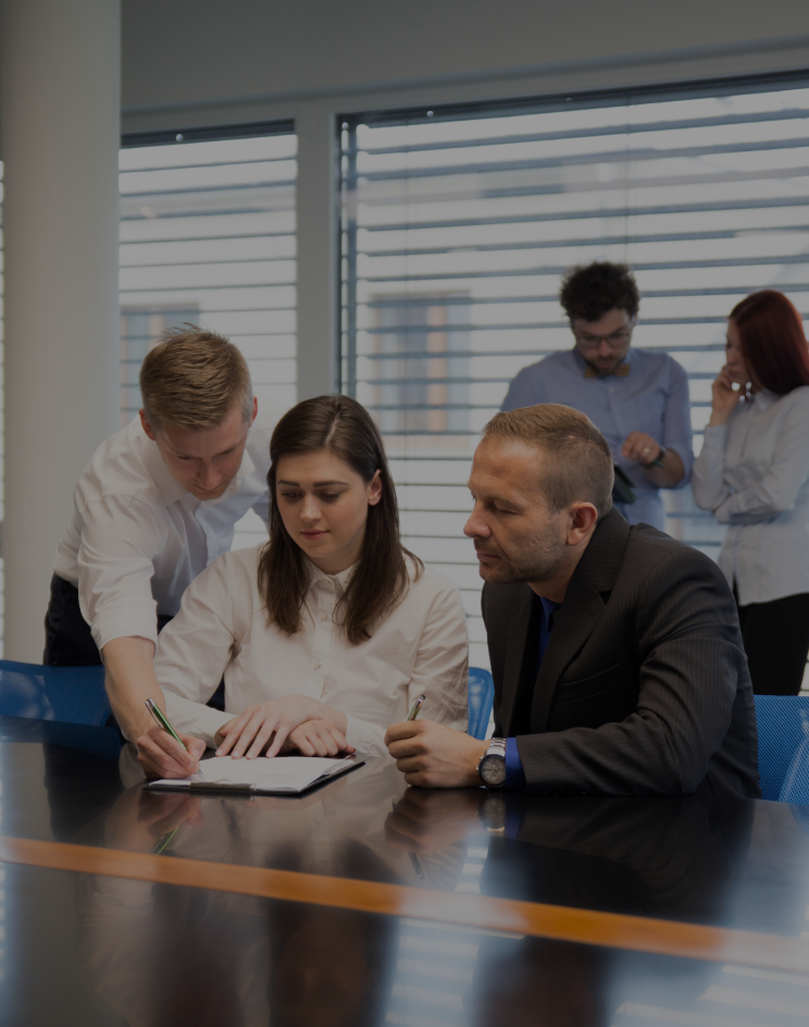 Tech professionals collaborating in an office setting